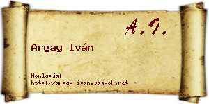 Argay Iván névjegykártya